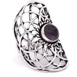 Bague graine de vie couleur argent améthyste