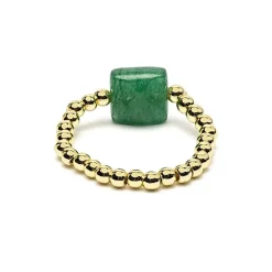 Bague élastique Aventurine Verte facettée