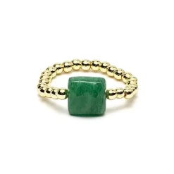 Bague élastique Aventurine Verte facettée
