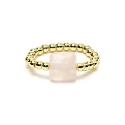 Bague élastique Quartz Rose facetté