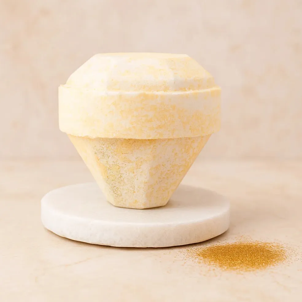Bombe de bain avec Gemme | Blanc et Or