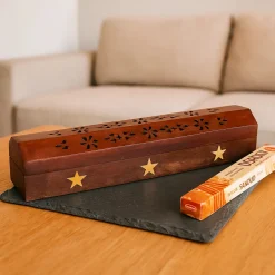 Boîte brûle encens en bois | 30 cm