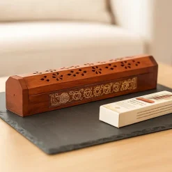 Boîte brûle encens en bois d'acacia