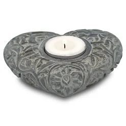 Bougeoir/brûle encens en pierre en forme de coeur