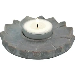 Bougeoir/brûle encens en pierre en forme de lotus