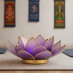 Bougeoirs Lotus - Bords Dorés 13.5 cm