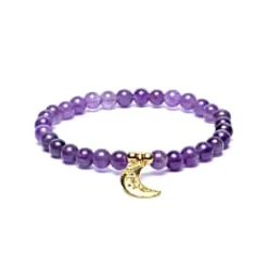 Bracelet Améthyste | charm Lune