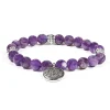 Bracelet Améthyste 21 perles | charm Lotus