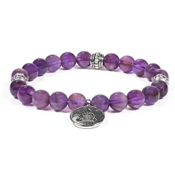 Bracelet Bouddha Améthyste 21 perles | charm Bouddha