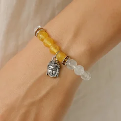 Bracelet Citrine - Cristal de Roche | charm Bouddha