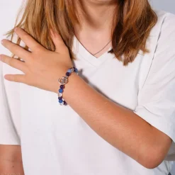 Bracelet en Améthyste, Aventurine et Cristal de Roche | charm Om