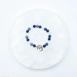 Bracelet en Améthyste, Aventurine et Cristal de Roche | charm Om