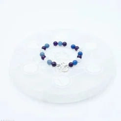 Bracelet en Améthyste, Aventurine et Cristal de Roche | charm Om