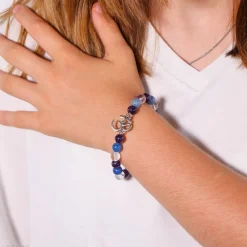 Bracelet en Améthyste, Aventurine et Cristal de Roche | charm Om