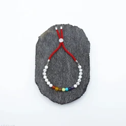 Bracelet en pierre naturelle plaqué argent | Howlite Blanche - 7 chakras