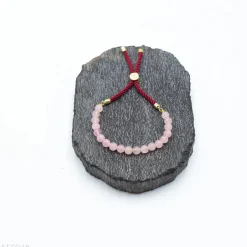 Bracelet en pierre naturelle plaqué or | Quartz Rose