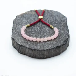 Bracelet en pierre naturelle plaqué or | Quartz Rose