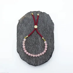 Bracelet en pierre naturelle plaqué or | Quartz Rose
