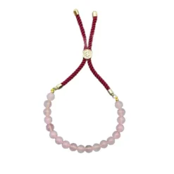 Bracelet en pierre naturelle plaqué or | Quartz Rose