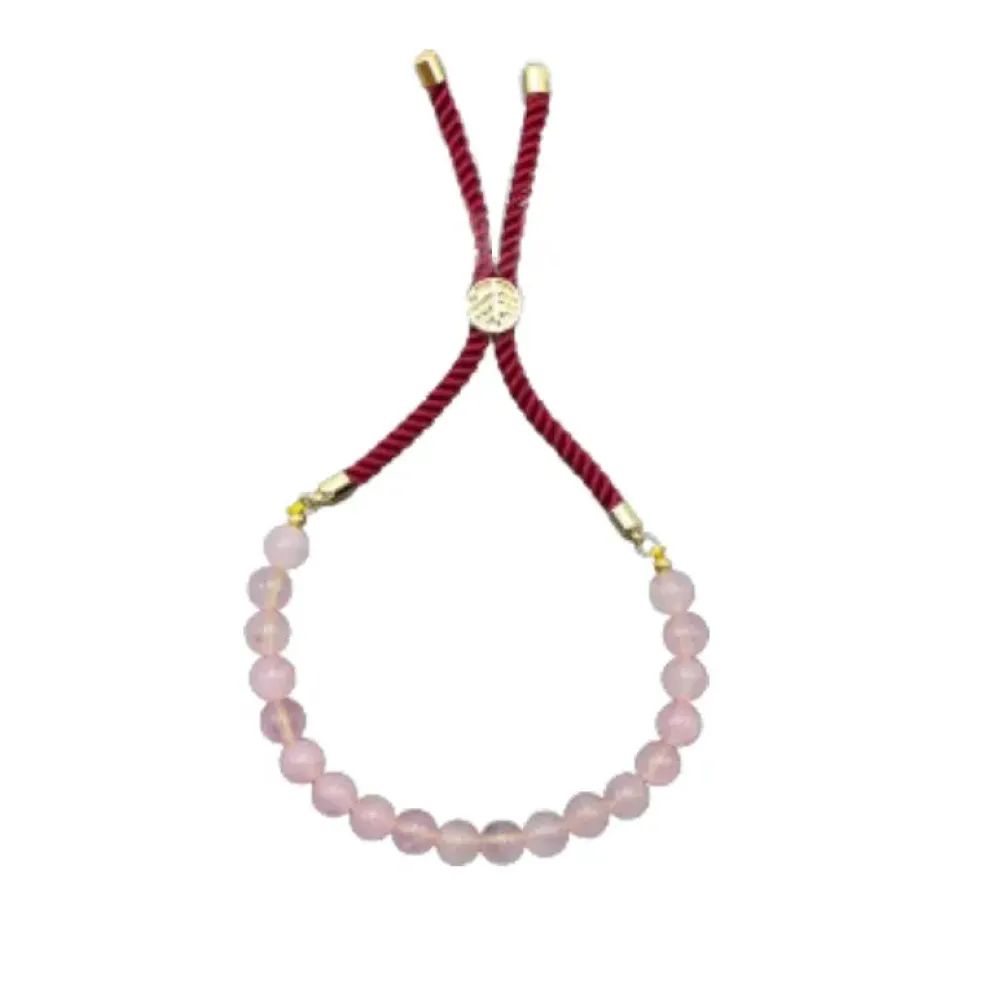 Bracelet en pierre naturelle plaqué or | Quartz Rose