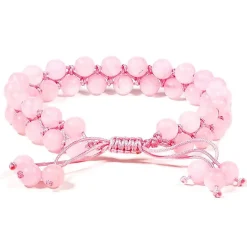 Bracelet en Quartz Rose double rang