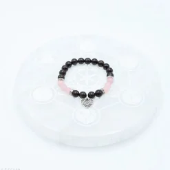 Bracelet Grenat - Quartz Rose | charm Coeur