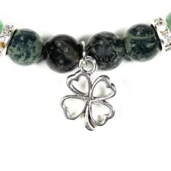 Bracelet Jaspe Kambaba - Aventurine Verte | charm Trèfle