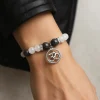 Bracelet Labradorite - Agate blanche | charm Om