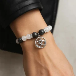Bracelet Labradorite - Agate blanche | charm Om