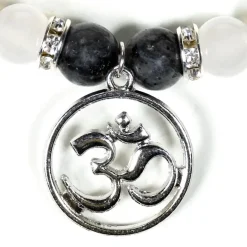 Bracelet Labradorite - Agate blanche | charm Om