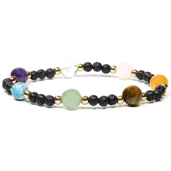 Bracelet pierre de lave avec 7 pierres - 4 mm