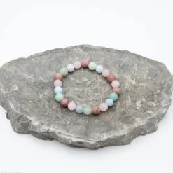 Bracelet Quartz rose / Amazonite / Aigue-Marine / Thulite - perles de 8 mm