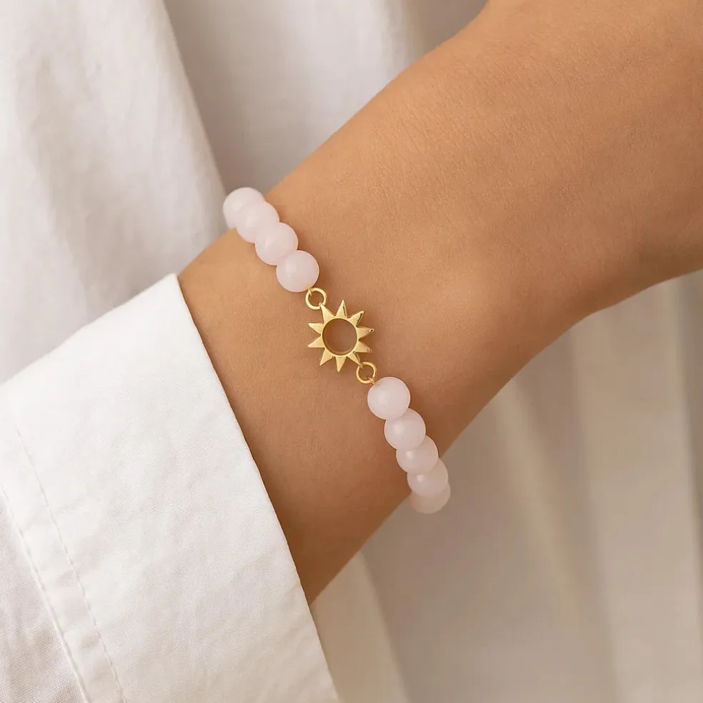Bracelet Quartz Rose | Charm Soleil