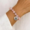 Bracelet Quartz Rose 21 perles | charm Bouddha