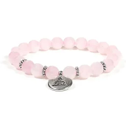 Bracelet Quartz Rose 21 perles | charm Bouddha