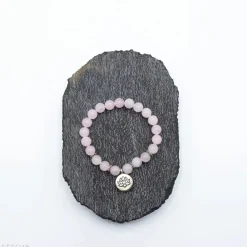 Bracelet Quartz Rose 21 perles | charm Lotus