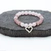 Bracelet Quartz Rose - Quartz Fraise | charm Cœur