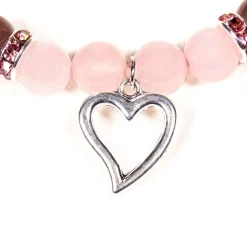 Bracelet Quartz Rose - Quartz Fraise | charm Cœur