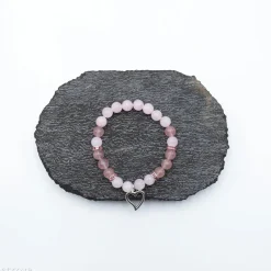Bracelet Quartz Rose - Quartz Fraise | charm Cœur