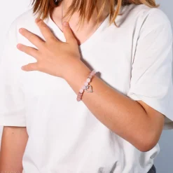 Bracelet Quartz Rose - Quartz Fraise | charm Cœur
