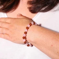 Bracelet Rudraksha - Quartz Rose