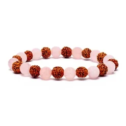 Bracelet Rudraksha - Quartz Rose