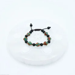 Bracelet Turquoise Corail et Agate noir Losange