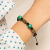 Bracelet Turquoise Corail et Agate noir ajustable - 13 mm