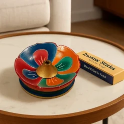 Brûle encens Fleur de Lotus en bois peint