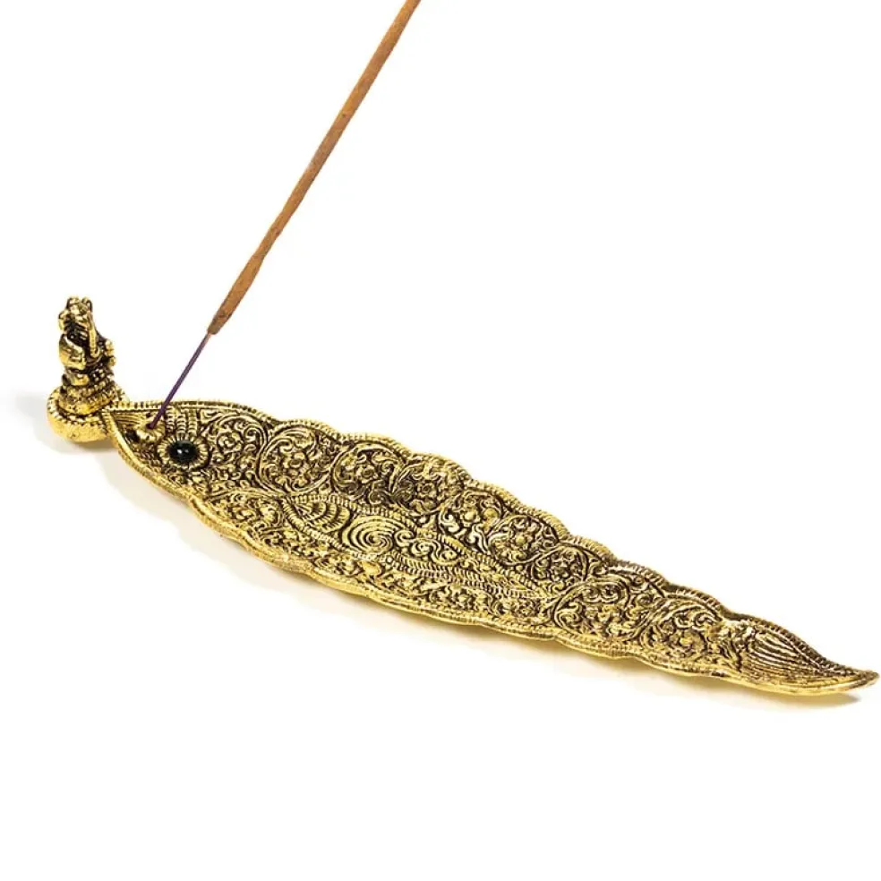 Brûleur d'encens Ganesh or - Feuille