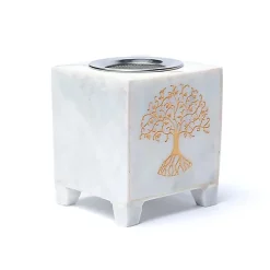 Brûleur encens en marbre blanc - Arbre de Vie