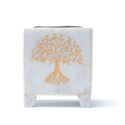 Brûleur encens en marbre blanc - Arbre de Vie