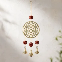 Carillon à vent Fleur de Vie avec rudraksha - 27 cm