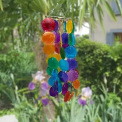 Carillon à vent multicolore Capiz petit - 10 x 35 cm